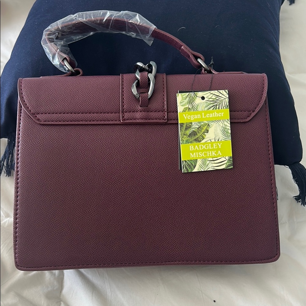 Badgley Mischka Plum and gun metal Studded Handbag - Picture 6 of 6